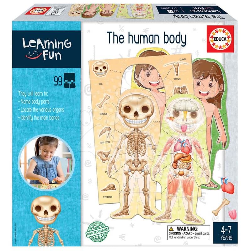 Náučná hra pre najmenších The Human Body Educa Učíme sa anatómiu ľudského tela s obrázkami 99 dielov od 4 rokov