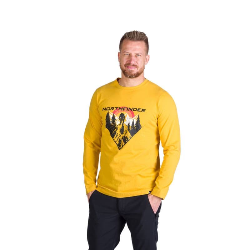 Pánske turistické tričko s dlhým rukávom NORTHFINDER CLAIR-314goldenyellow 2