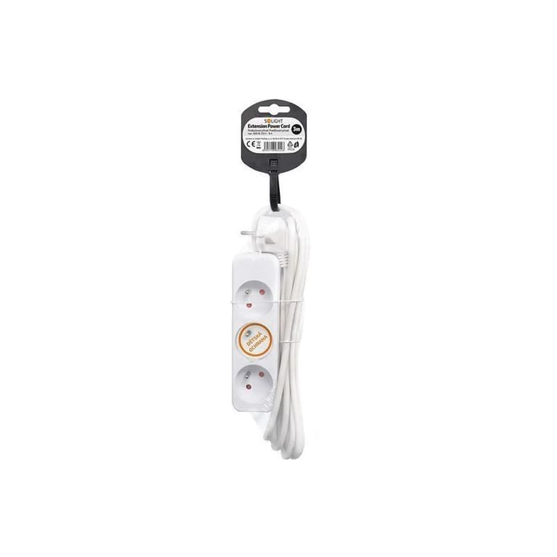 Solight predlžovací prívod 3m, 3 zásuvky, 16A/3680W, PVC, biely 4