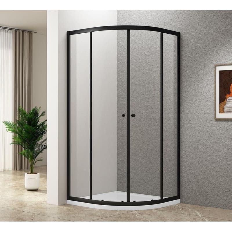 AQUALINE - ARLETA BLACK štvrťkruhový sprchovacia zástena 800x800, číre sklo BLS800 1