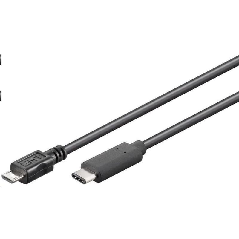 PremiumCord Kábel USB 3.1 konektor C/male - USB 2.0 Micro-B/male, čierny, 0, 6m