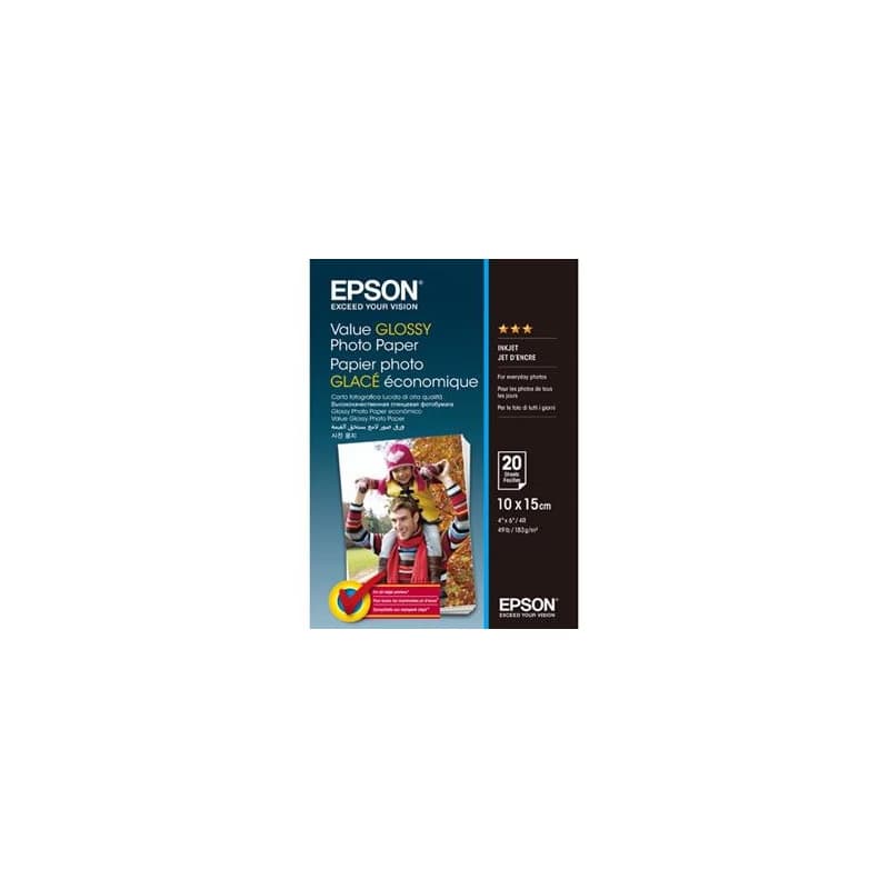 Epson Value Glossy Photo Paper, C13S400037, foto papier, lesklý, biely, 10x15cm, 183 g/m2, 20 ks, inkoustový