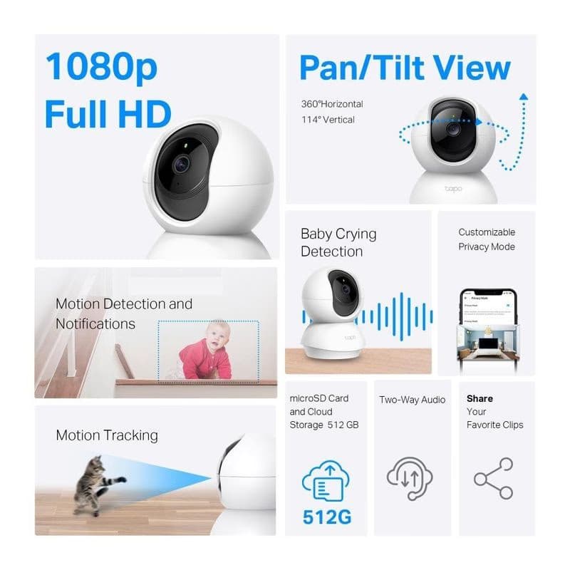 TP-Link Tapo C200C domáca/indoor kamera, (2MP, Full HD 1080p, IR 12m, WiFi, microSD) 2