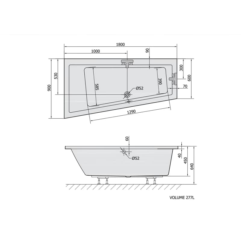 POLYSAN - ANDRA L asymetrická vaňa 180x90x45cm, biela 72872 5