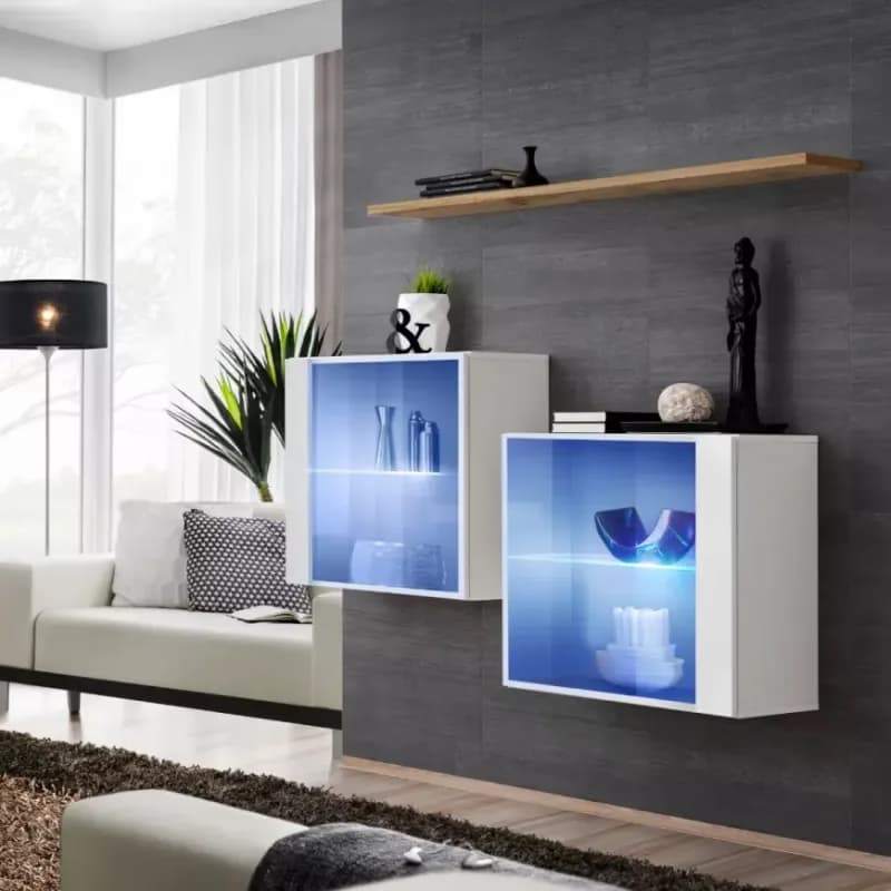 Komoda+Polička Switch Sb III Led Biely/Wotan 1