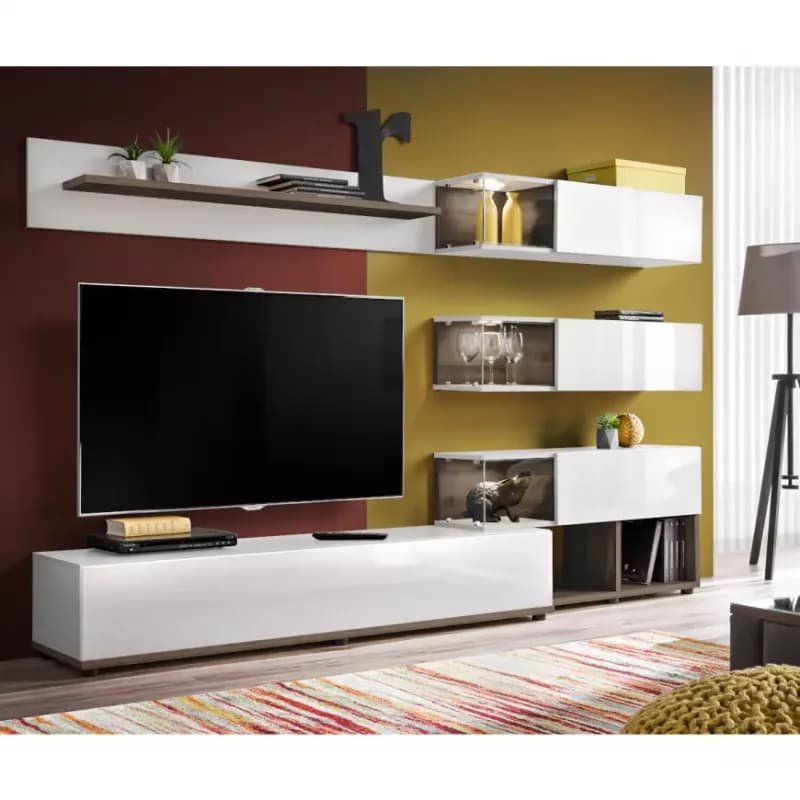 Obývacia stena Silk perla elm/biely 1