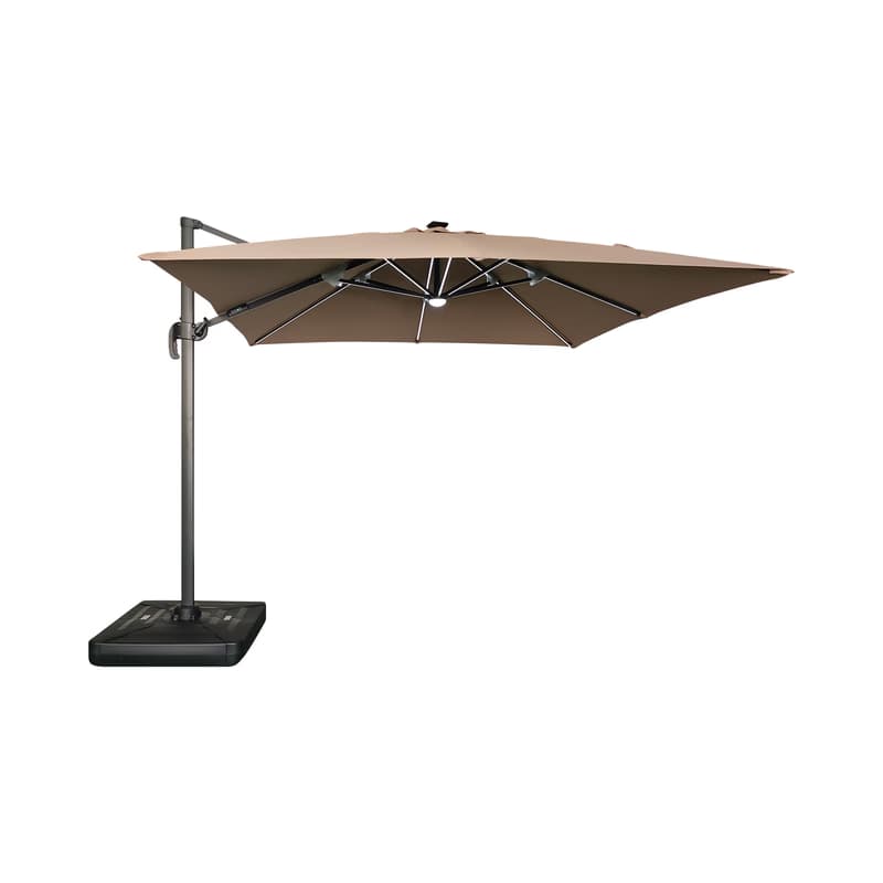Záhradný slnečník Houseland Vexon s LED osvetlením 300x300 cm svetlohnedý