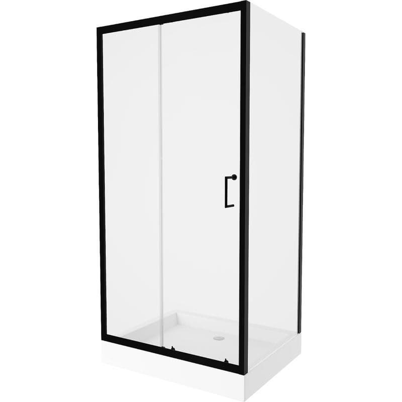 MEXEN/S - Apia Sprchovací kút 120x80, transparent, čierna + vanička Rio 840-120-080-70-00-4510