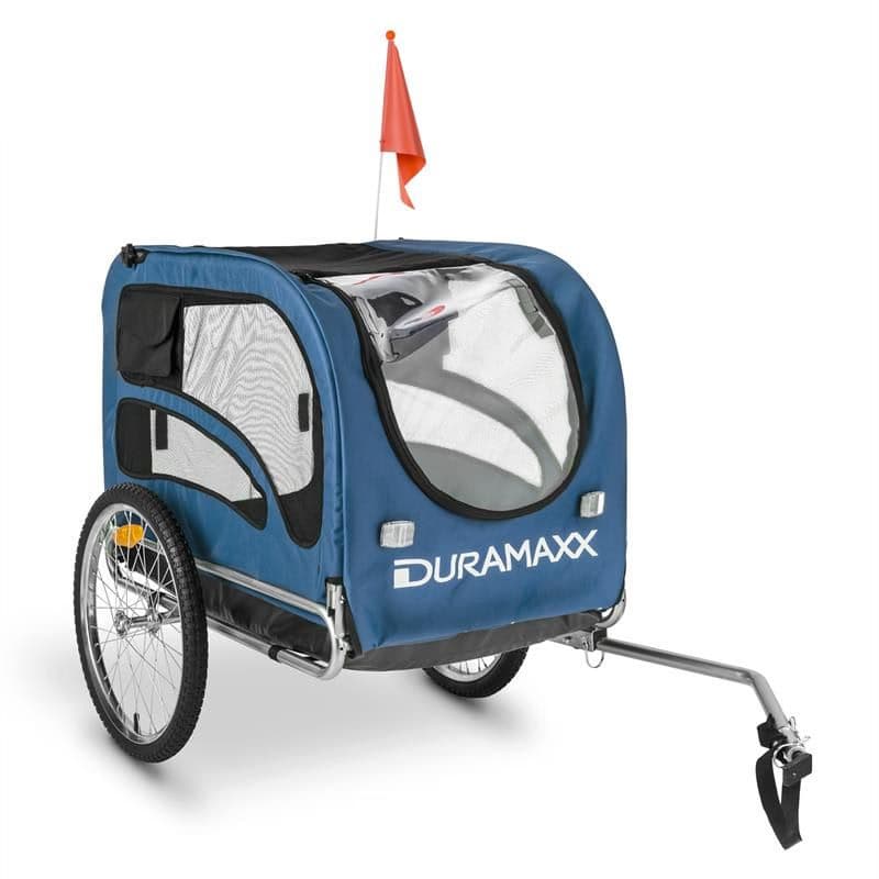 DURAMAXX King Rex, príves na bicykel pre psov, 250 l, 40 kg, oceľové rúry, modrý 1