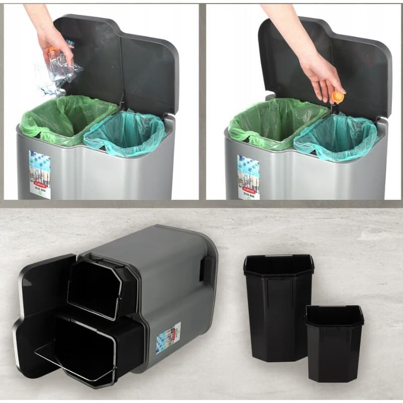 CURVER Odpadkový kôš DUO 15l + 6l | strieborná 4