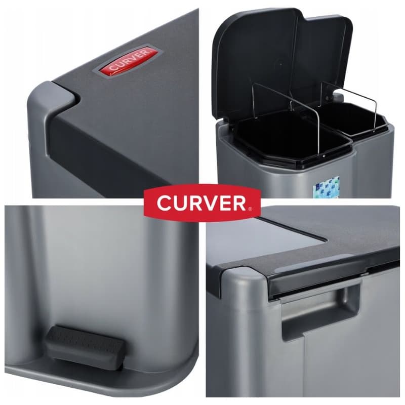 CURVER Odpadkový kôš DUO 15l + 6l | strieborná 5