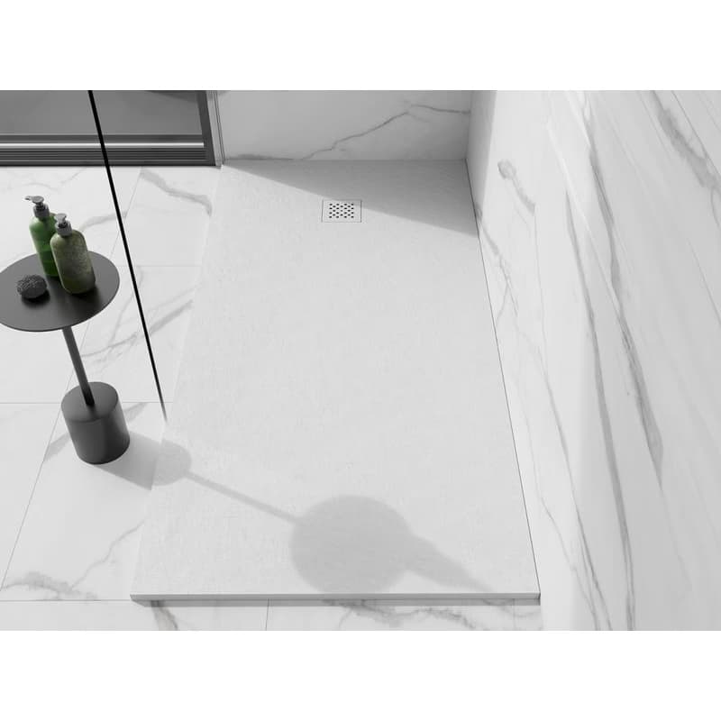 MEXEN/S - Stone+ obdĺžniková sprchová vanička 180 x 80, biela, mriežka biela 44108018-W 6