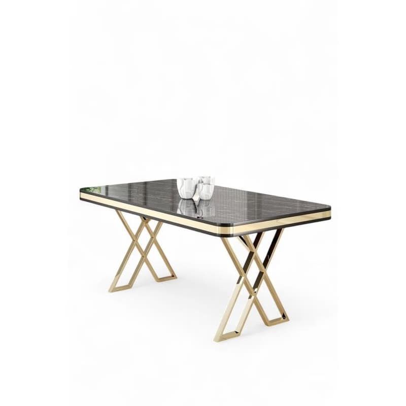 Jedálenský stôl Vals - Black Marble, Gold 2