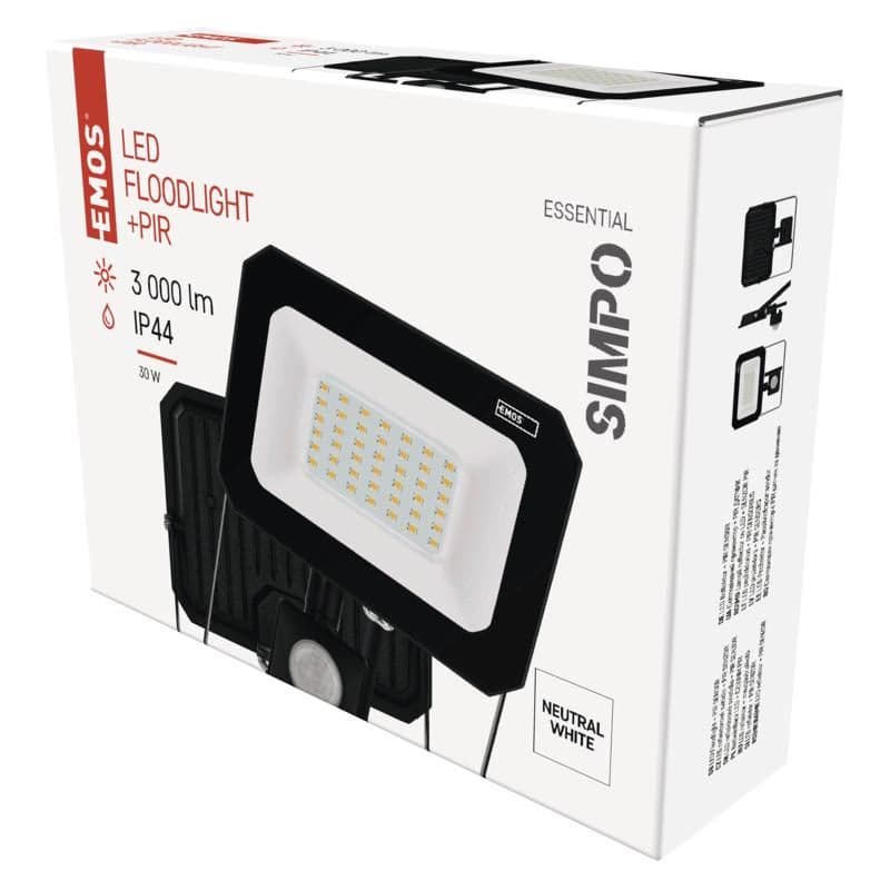 EMOS LED REFLEKTOR SIMPO 30W, 3000Lm, 4000K, PIR 5