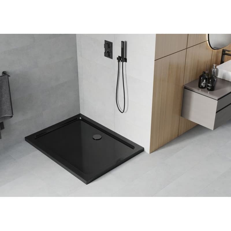 MEXEN/S - Flat sprchová vanička obdĺžniková slim 100 x 80, černá + čierny sifón 40708010B 2