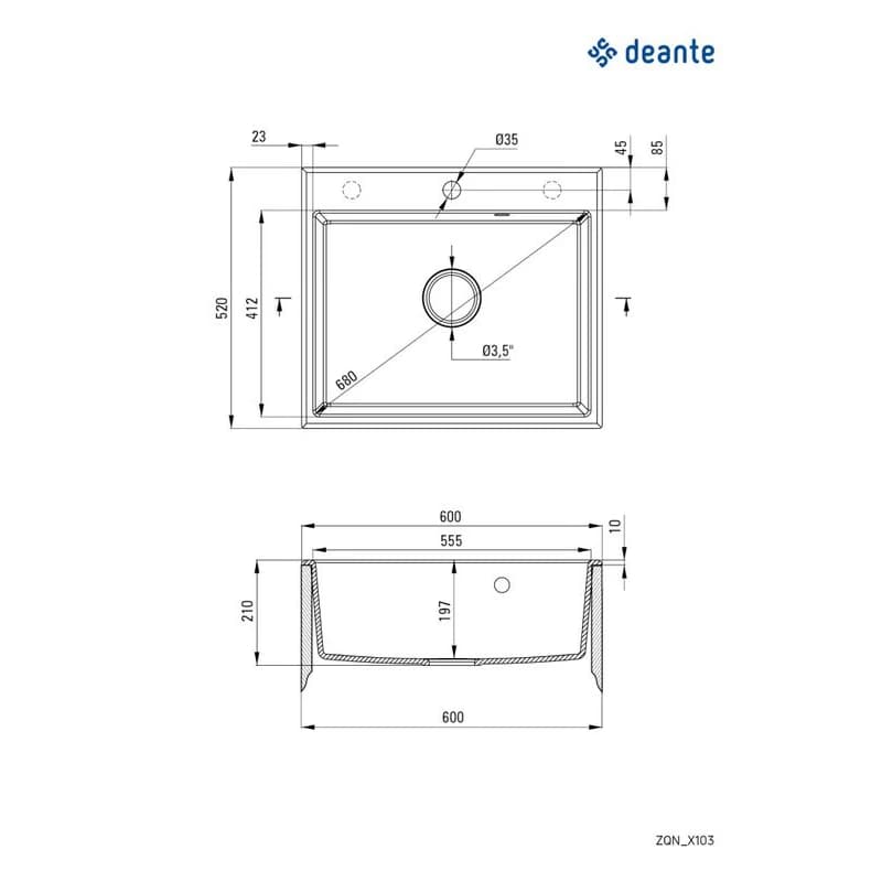 DEANTE DEANTE - Andante alabaster - Granitový drez ZQN_A103 6