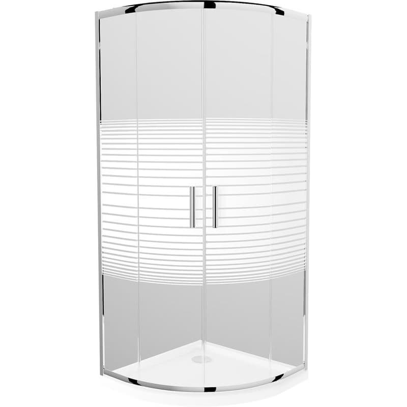 MEXEN/S - Rio Sprchovací kút 90x90, sklo prúžky, chróm + vanička Flat so sifónom 863-090-090-01-20-4110