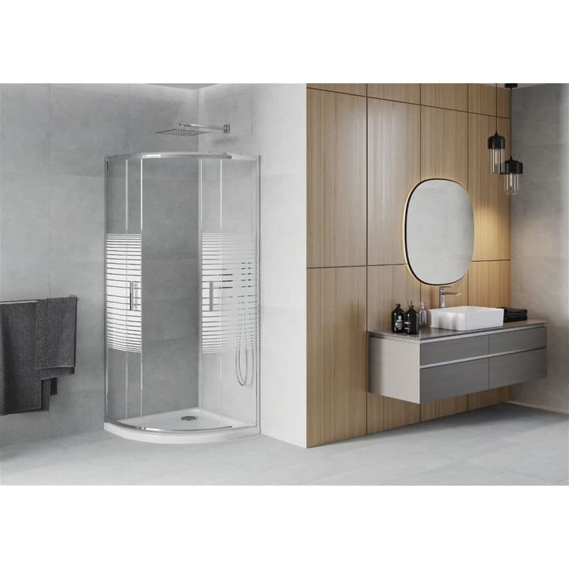 MEXEN/S - Rio Sprchovací kút 90x90, sklo prúžky, chróm + vanička Flat so sifónom 863-090-090-01-20-4110 3