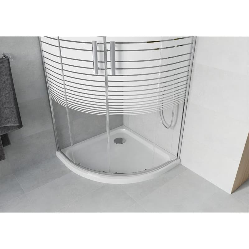 MEXEN/S - Rio Sprchovací kút 90x90, sklo prúžky, chróm + vanička Flat so sifónom 863-090-090-01-20-4110 4