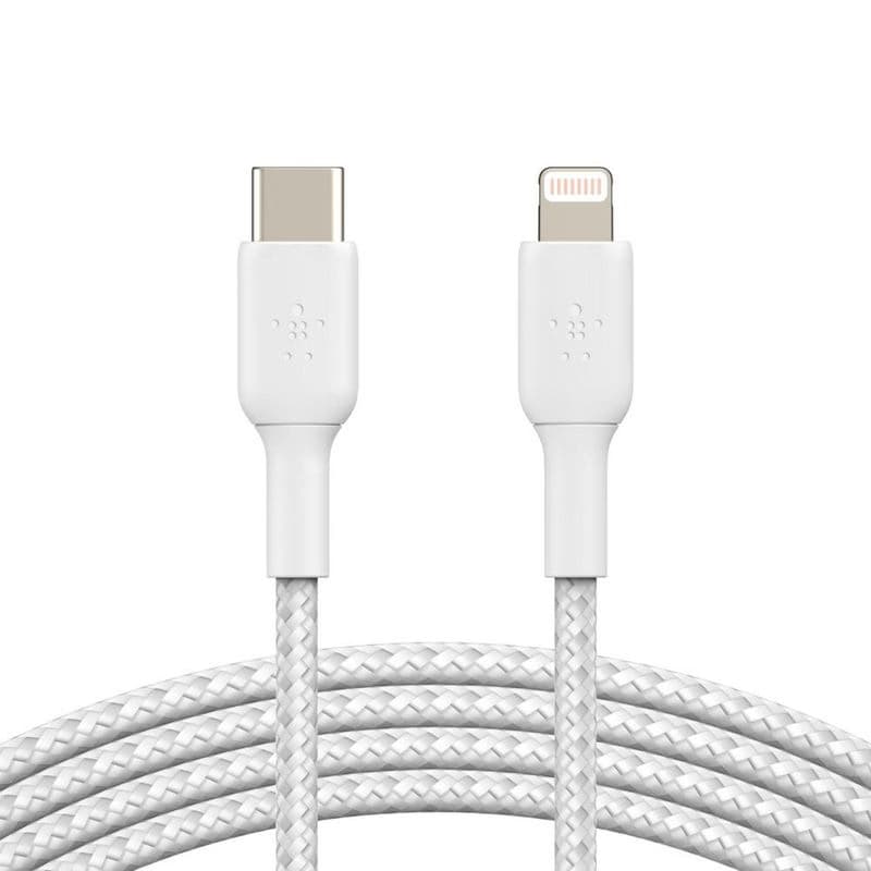 Belkin BOOST CHARGE ™ Lightning / USB-C kábel, 2m, biely - odolný 1
