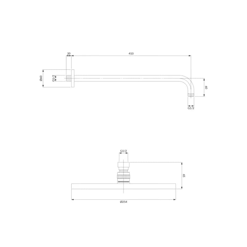 OMNIRES - SLIMLINE hlavová sprcha vrátane ramena, o25 cm čierna /BLH/ WGSET1BL 4