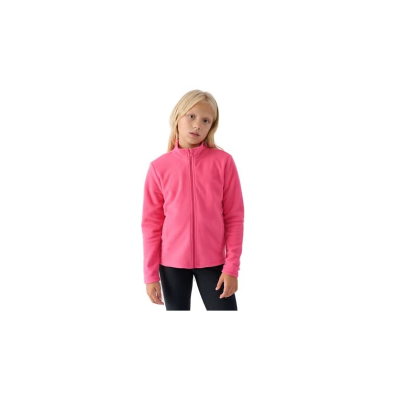 Dievčenská flisová mikina so zipsom 4F JUNIOR FLEECE-JWMM00TFLEF261-55S-HOT PINK