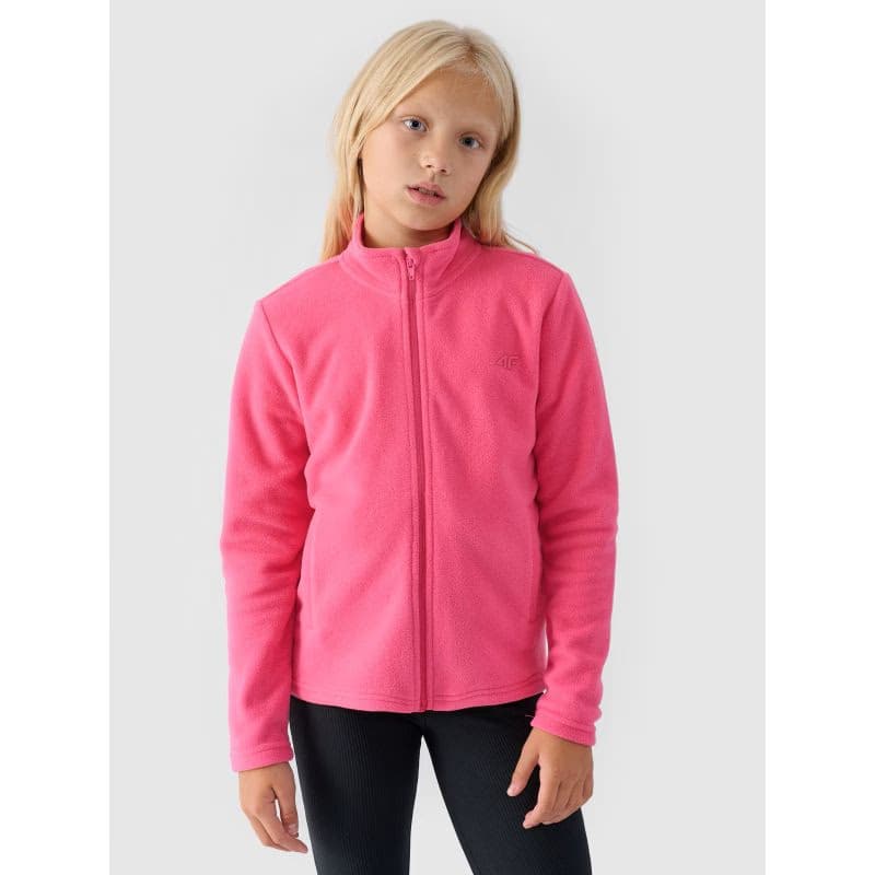 Dievčenská flisová mikina so zipsom 4F JUNIOR FLEECE-JWMM00TFLEF261-55S-HOT PINK 2