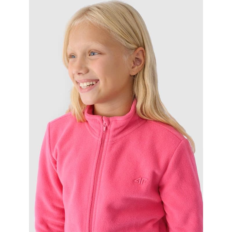 Dievčenská flisová mikina so zipsom 4F JUNIOR FLEECE-JWMM00TFLEF261-55S-HOT PINK 5