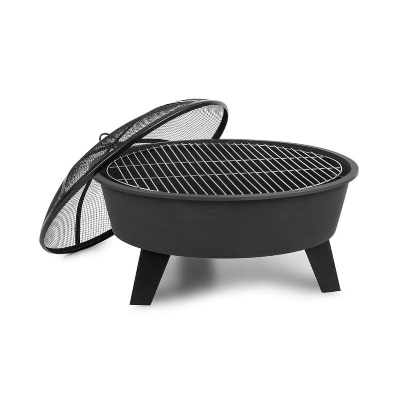 Blumfeldt Nolana, ohnisko a gril 2 v 1, Ø 73 cm ochrana pred iskrami, Ø 64 cm gril, oceľ, čierna