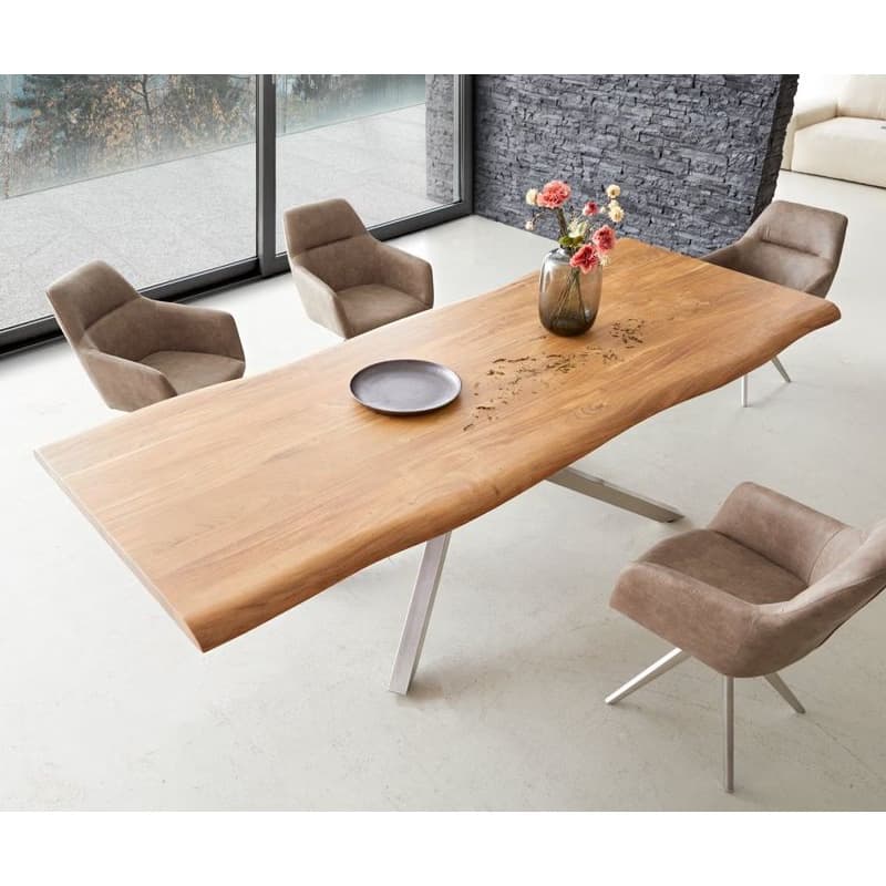 Jedálenský stôl Edge 260x100 XL akácia prírodná krížová podstava 4