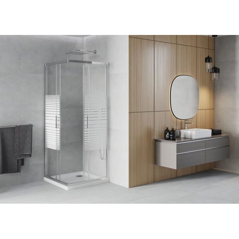 MEXEN/S - Rio Sprchovací kút štvorcový 90x90, transparent / dekor, chróm + vanička so sifónom 860-090-090-01-20-4010 3