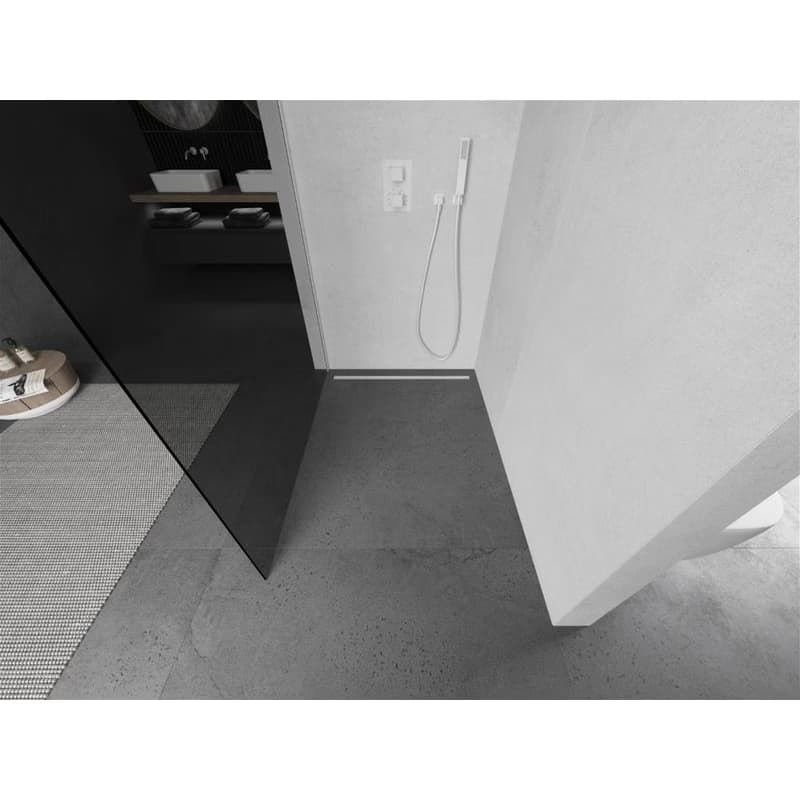 MEXEN/S - Kioto L Sprchová zástena WALK-IN 90 x 200, grafit, biela 800-090-103-20-40 3