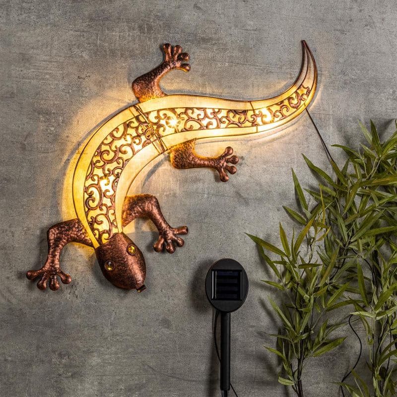 LED solárna nástenná dekorácia Gecko 1
