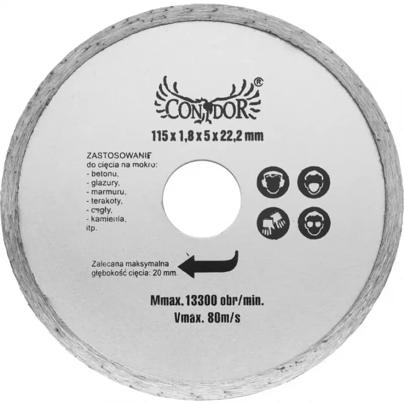 Kotúč diamantový rezný, celoobvodový, mokré rezanie, 115 mm, Drel 1