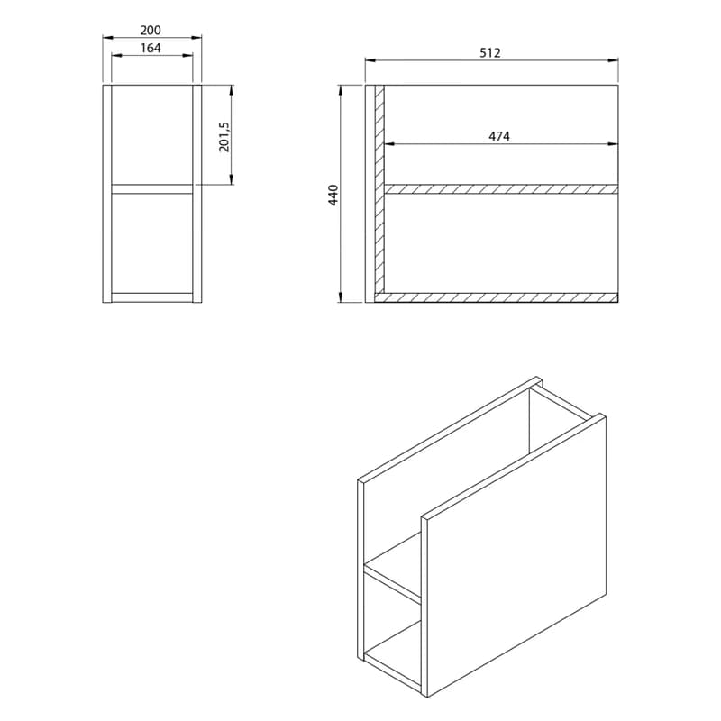 SAPHO - LOREA skrinka 180x46x51,5cm (80+20+80cm), biela matná LE080-3131-04 3