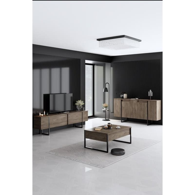 Living Room Furniture Set Luxe - Walnut, Black 1