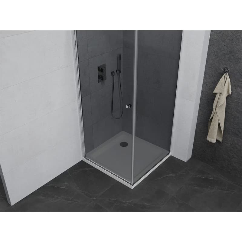 MEXEN/S - Pretória sprchovací kút 80x80, grafit, chróm + sprchová vanička vrátane sifónu 852-080-080-01-40-4010 4