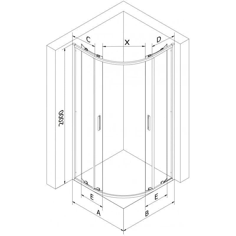 MEXEN/S - Exo štvrťkruhový posuvný sprchovací kút 80 x 80, transparent, chróm 8132-080-080-01-00 3