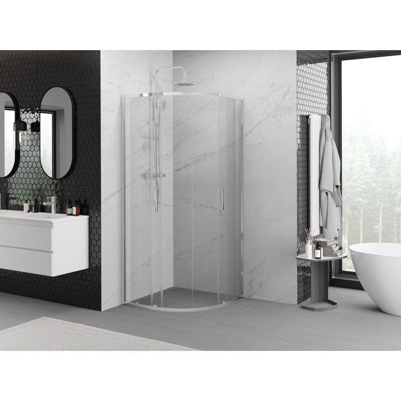 MEXEN/S - Exo štvrťkruhový posuvný sprchovací kút 80 x 80, transparent, chróm 8132-080-080-01-00 6