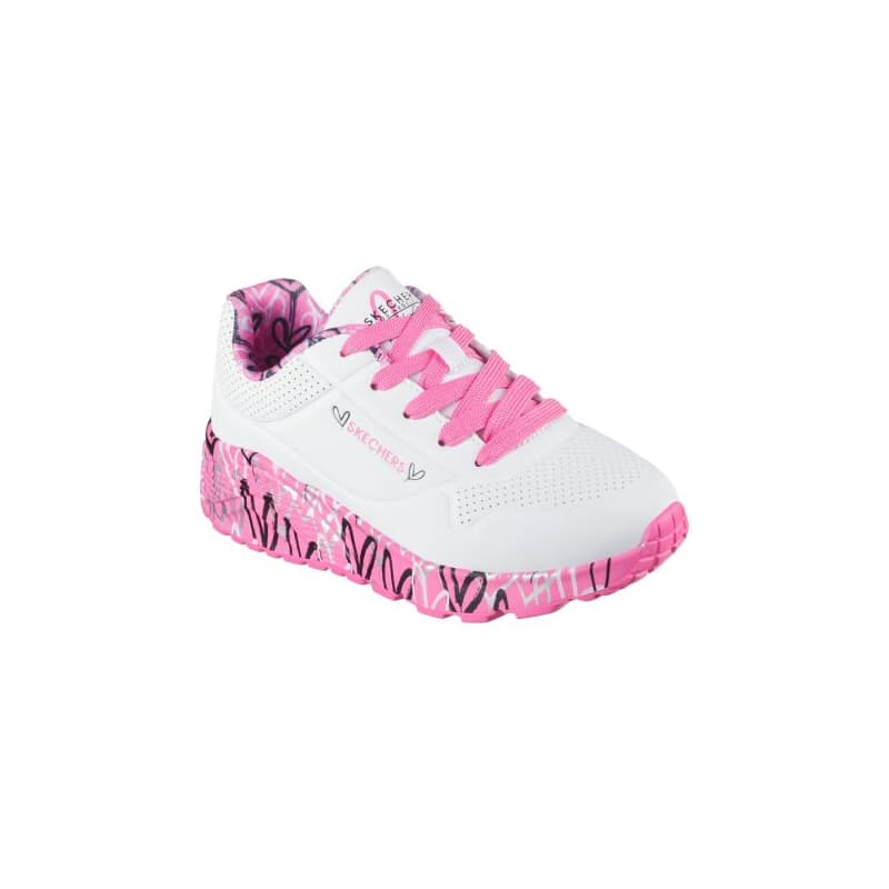 Dievčenská rekreačná obuv SKECHERS Uno Lite Lovely Luv white hot pink