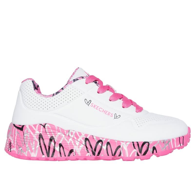 Dievčenská rekreačná obuv SKECHERS Uno Lite Lovely Luv white hot pink 2