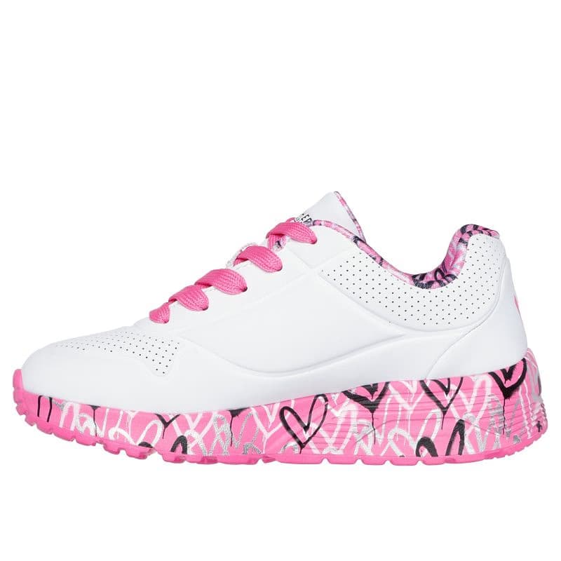 Dievčenská rekreačná obuv SKECHERS Uno Lite Lovely Luv white hot pink 3