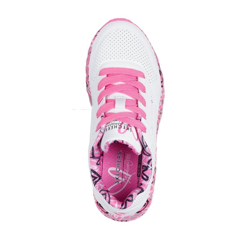 Dievčenská rekreačná obuv SKECHERS Uno Lite Lovely Luv white hot pink 4