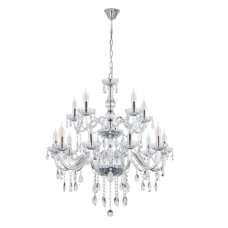 Závesná lampa Cristallo chróm 15x40W E14 priehľadná 1