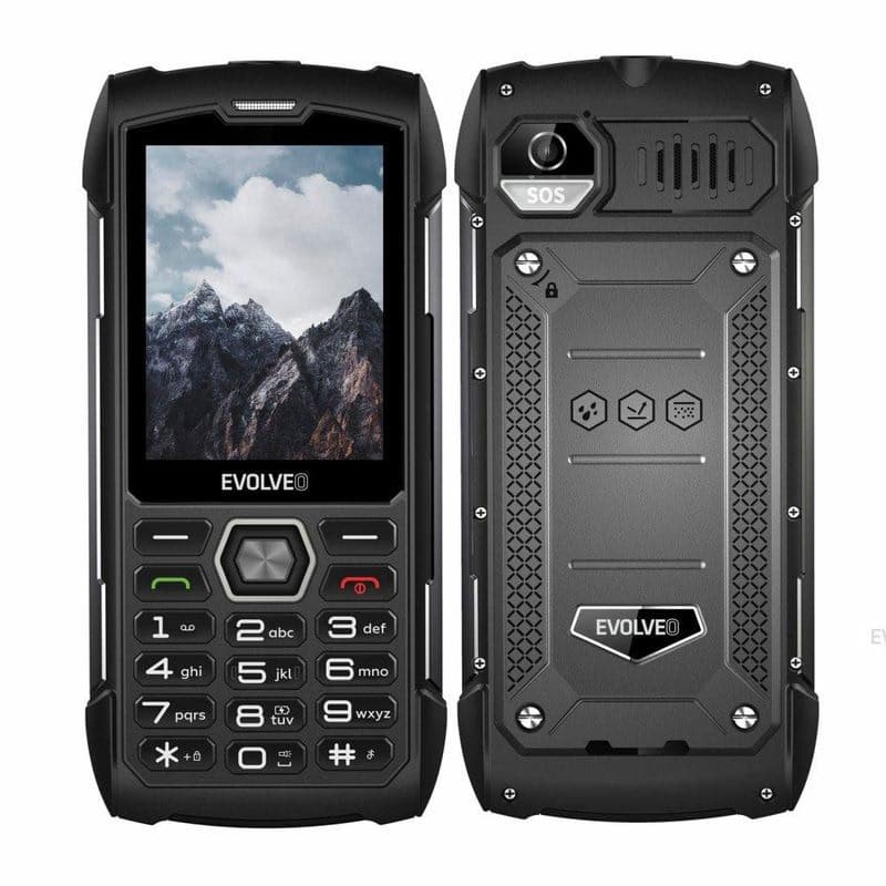 EVOLVEO StrongPhone H1, 2,8" vodotesný odolný/2xSIM/2px/micro SDHC/5000mAh/čierna-šedá