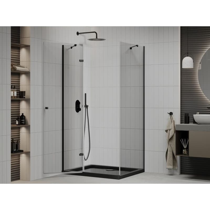 MEXEN/S - Roma sprchovací kút 80x120, transparent, čierna + čierna vanička so sifónom 854-080-120-70-00-4070B 3