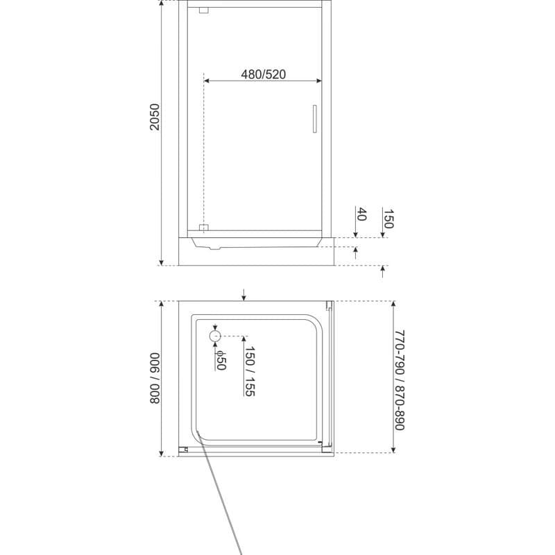 KERRA - Kabína sprchová Tomar 90 (s vaničkou) 5907548114068 1