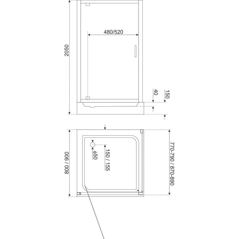 KERRA - Kabína sprchová Tomar 90 (s vaničkou) 5907548114068 5