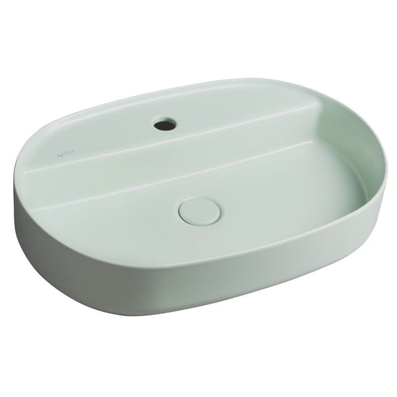 ISVEA - INFINITY OVAL keramické umývadlo na dosku, 60x40cm, zelena mint 10NF65060-2T 1