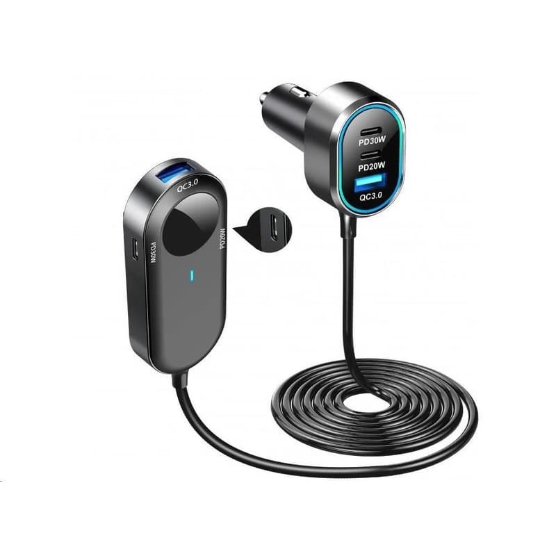 WG - Autonabíjačka rozbočovač / 100W / 6 USB ports / 2x USB-A + 4x USB-C / s predĺžením